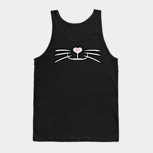 Cute Cat Face With Pink Heart Nose Tank Top